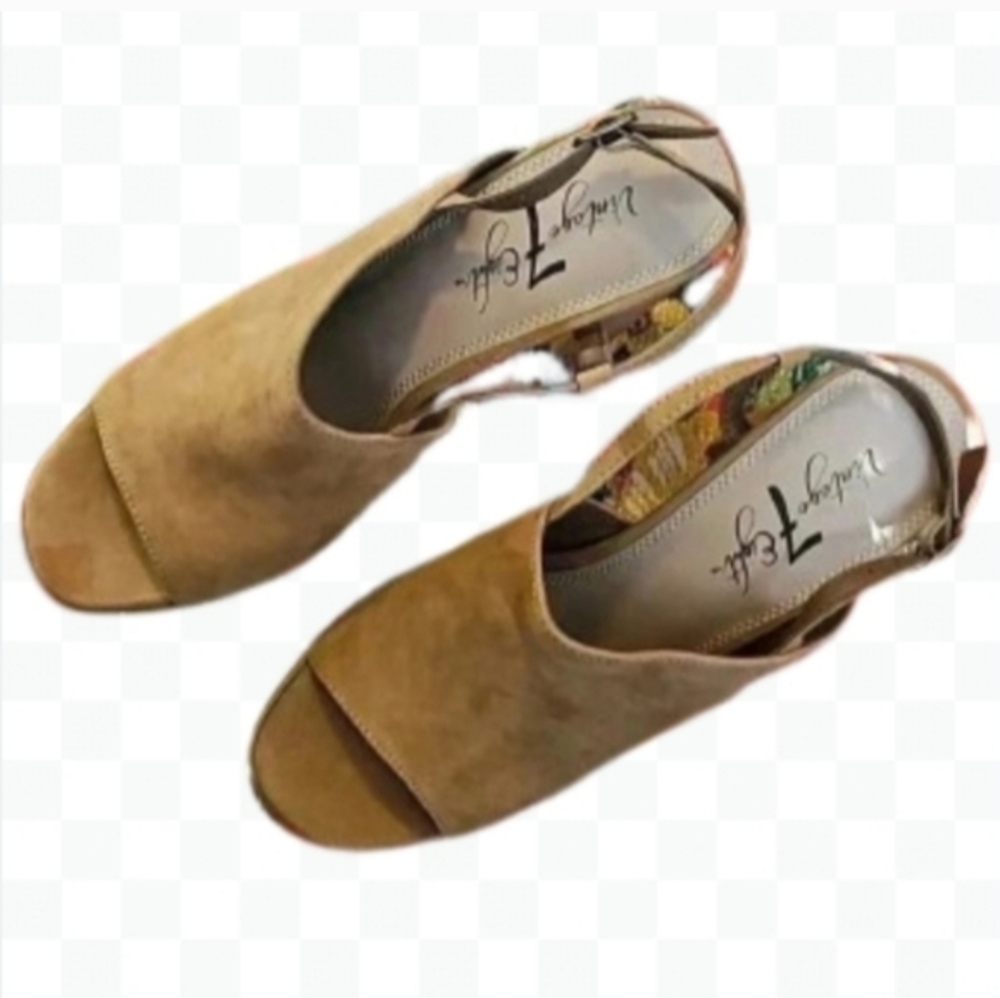 Vintage 7 Eight Cozycore Peep Toe Platform Heels Sz 8 - Picture 3 of 6